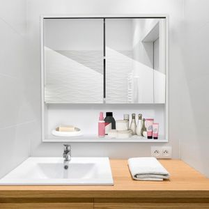 Organizador de Baño Blanco con Espejo