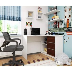Escritorio en L Gerencial Blanco-Roble 125cm