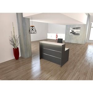 Counter de Recepción de Melamina Negro con Luces 140cm