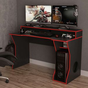 Escritorio Gamer de Melamina Moderno Negro 130cm