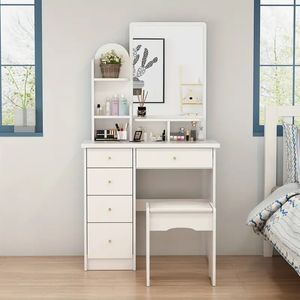 Tocador de Maquillaje Moderno Blanco 80cm