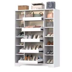 Zapatera de Melamina con Luces Led Blanco 100cm