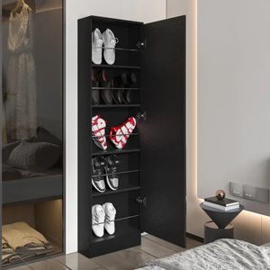 Zapatera de Melamina con Esepejo Negro 47cm