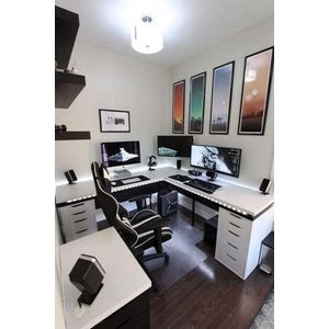 Escritorio Gamer de Melamina en L Blanco 180cm