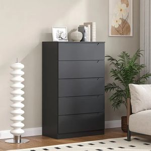 Cómoda de Melamina Funcional Negro 122cm
