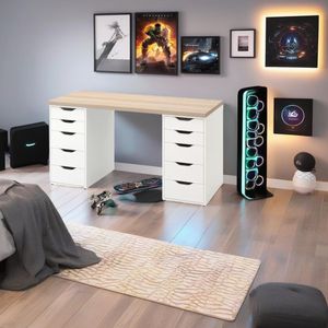 Escritorio de Melamina Moderno Malva Blanco 140cm