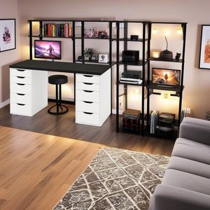 Escritorio de Melamina Moderno Negro Blanco 140cm