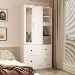 Ropero de Melamina Moderno Blanco 90cm