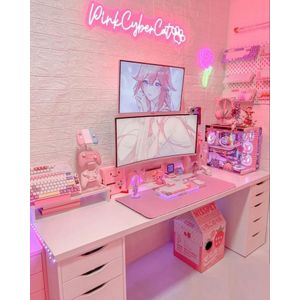 Escritorio Gamer de Melamina Led Blanco 180cm