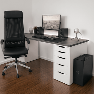 Escritorio Gamer de Melamina Negro Blanco 180cm