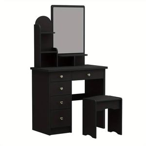 Tocador de Maquillaje Moderno Negro 80cm