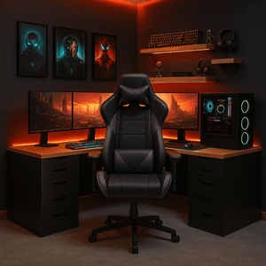 Escritorio Gamer en L Malva Negro 180cm
